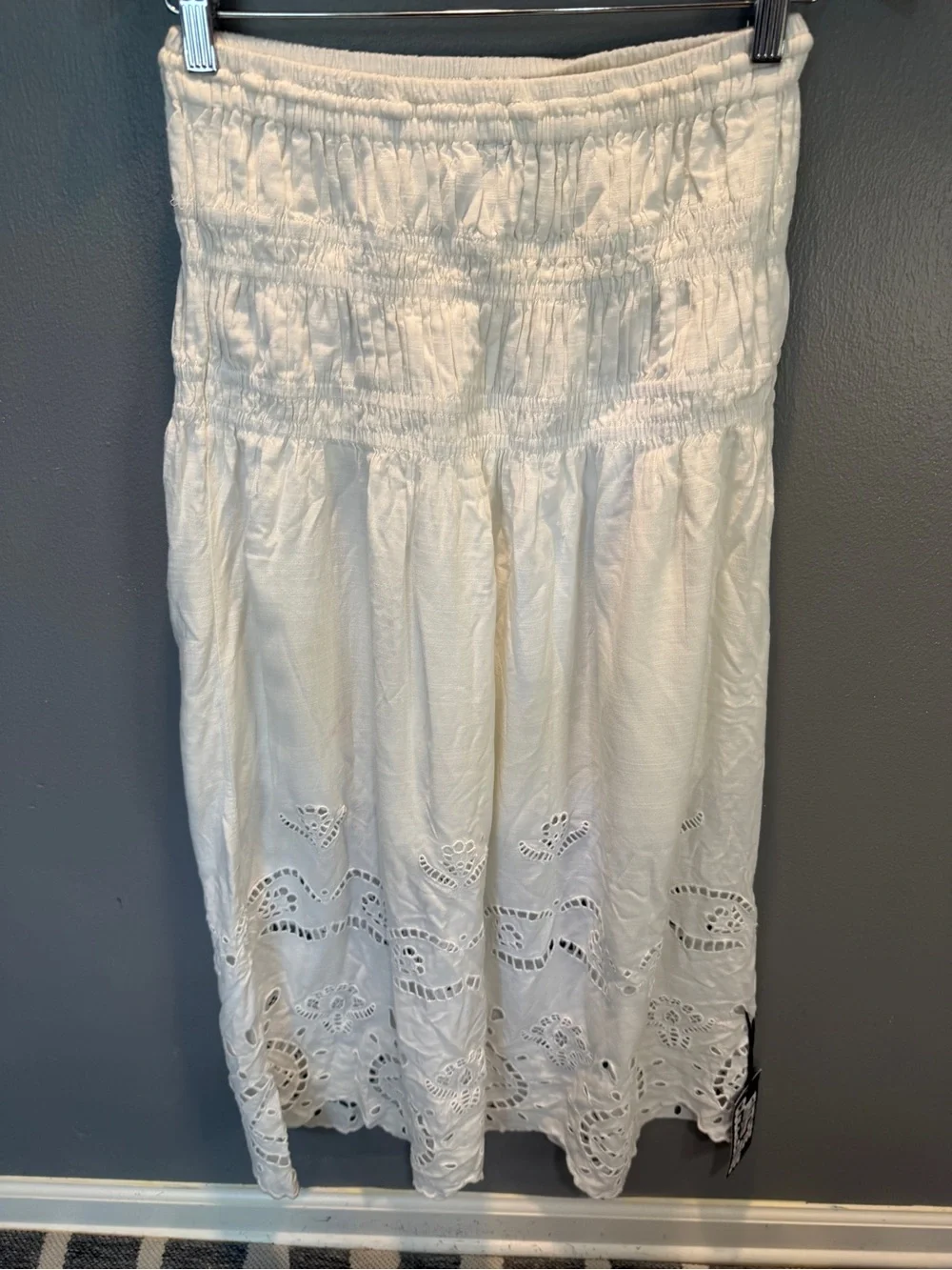 FUTURE COLLECTIVE WHITE EYELET MAXI SKIRT SZ S NWT